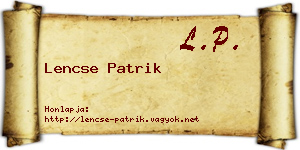 Lencse Patrik névjegykártya